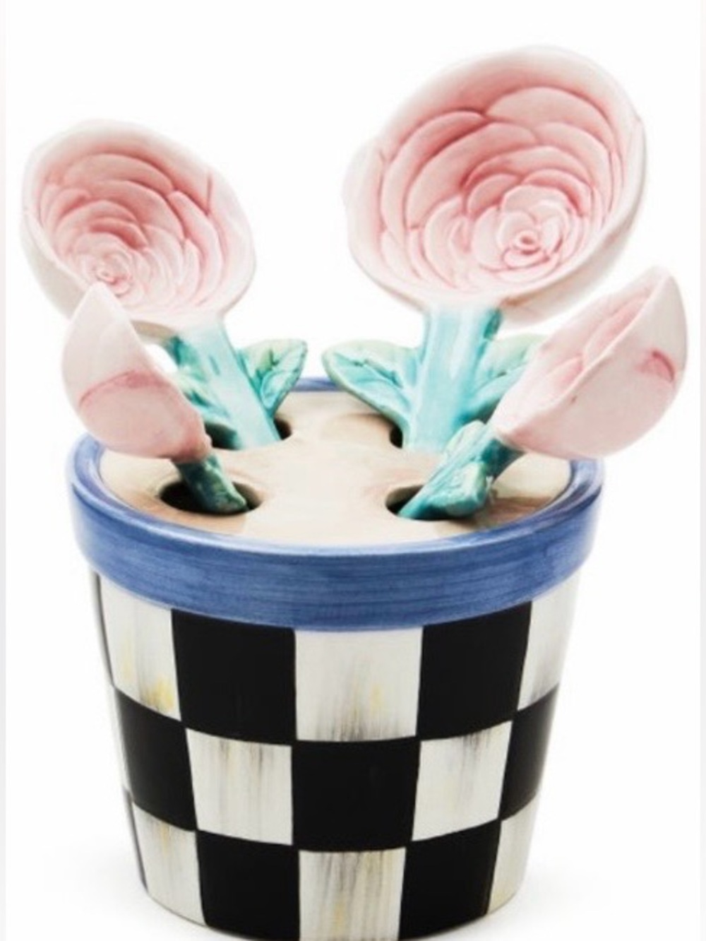Mackenzie-Childs NWT, no longer available, Rosy Meadow Potted Measuring Spoons
